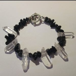 Quartz and Obsidian Bracelet